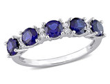 1.62 Carat (ctw) Lab-Created Blue and White Sapphire Ring Band in Sterling Silver